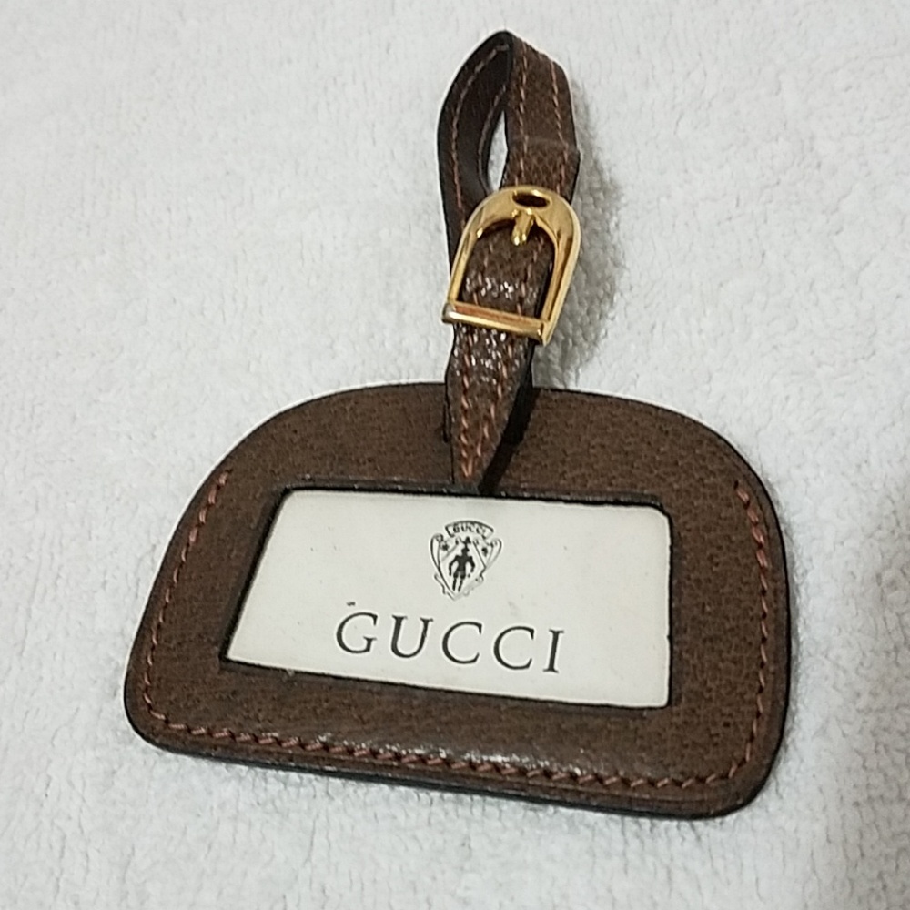 Authentic Vintage Gucci Leather Luggage Bag Tag